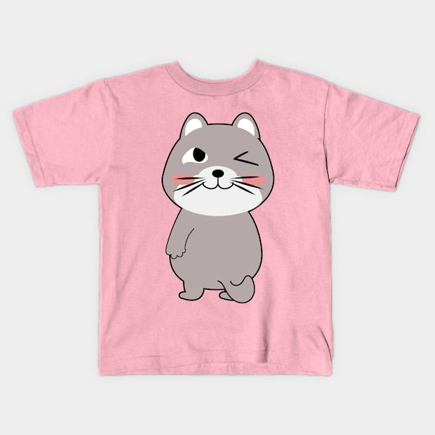 Cute cat cartoon character funny design. Kids T-Shirt by Tjstudio